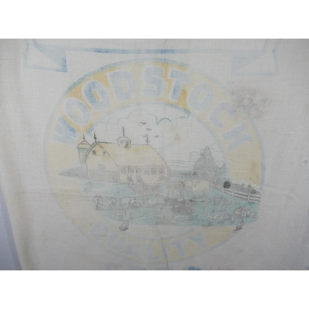 Antique Woodstock Mills 100 lb. Feed Sack Seymour Indiana Lightweight Cotton